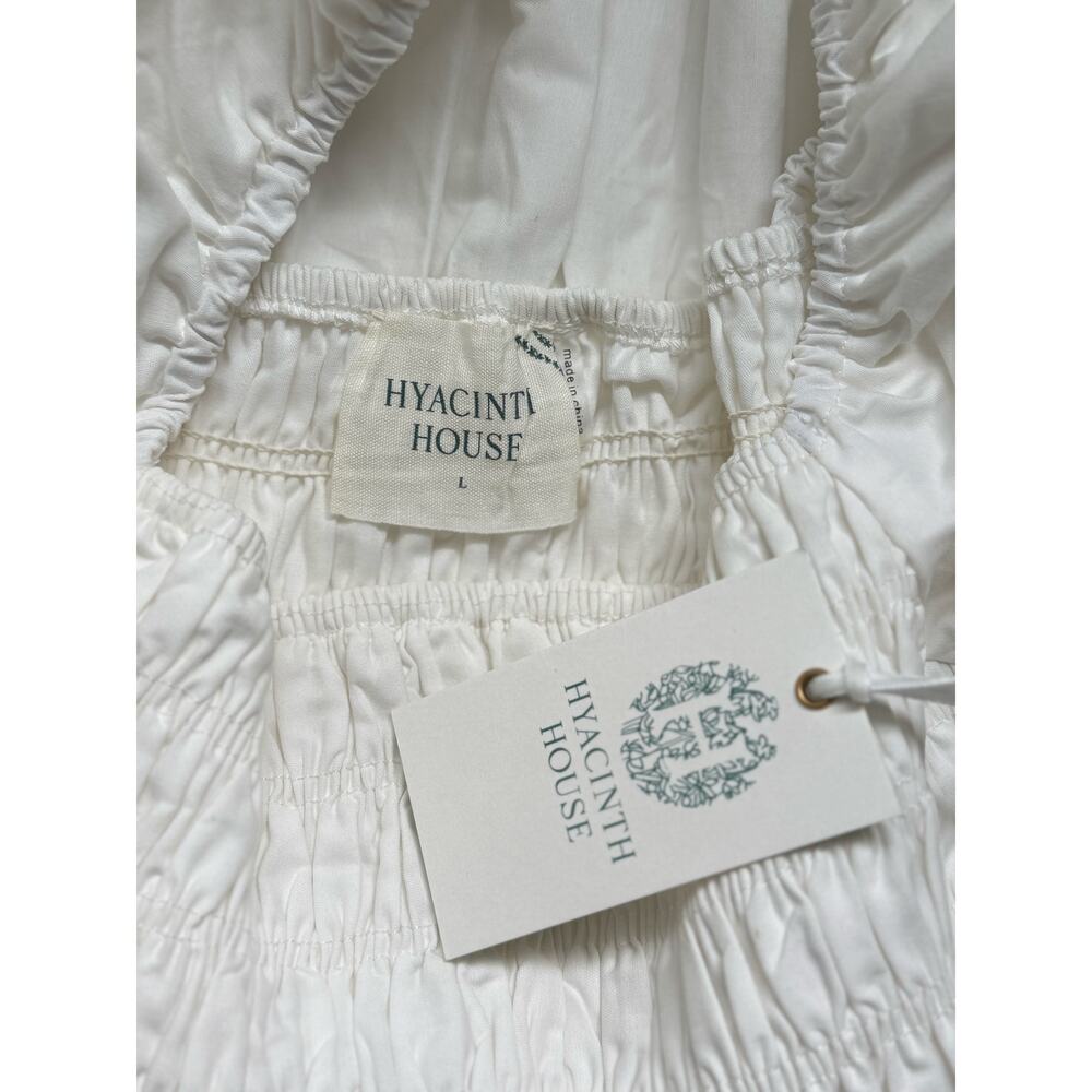 NWT Hyacinth House Tuckernuck White Smocked Catarina Puff Mini Dress Large - Picture 6 of 7